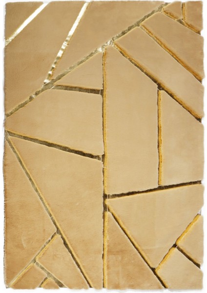 Gold Varaklı Kahverengi Peluş Halı 140 x 200 Cm