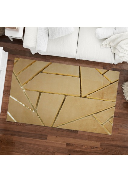 Gold Varaklı Kahverengi Peluş Halı 140 x 200 Cm modelleri