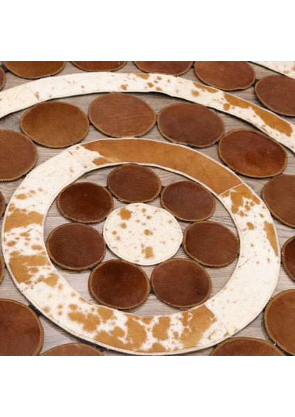Yuvarlak Kahverengi Dana Derisi Puantiyeli Halı 150 x 150 Cm fiyatları