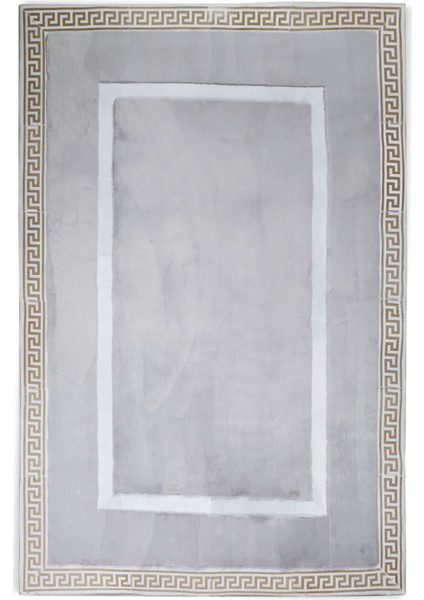 Gold Varaklı Gri Peluş Halı 170 x 240 Cm