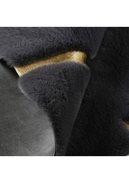 Antrasit Gold Çizgili Peluş Halı 240 x 340 Cm fırsatları