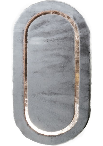 Bronz Varaklı Gri Peluş Halı 170 x 240 Cm
