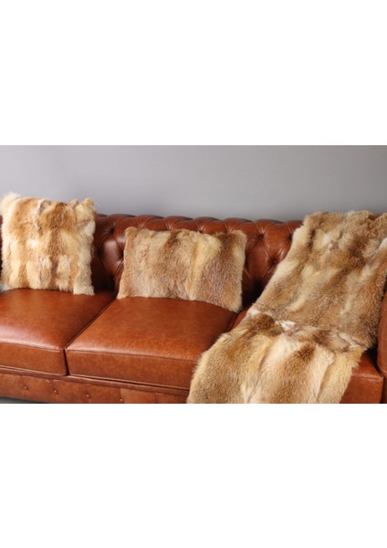 Kahverengi Doğal Kürk Koltuk Şal Takımı Şal 50 x 180 Cm, Yastık 50 x 50 Cm, Bel Yastığı 35 x 60 Cm fiyatları