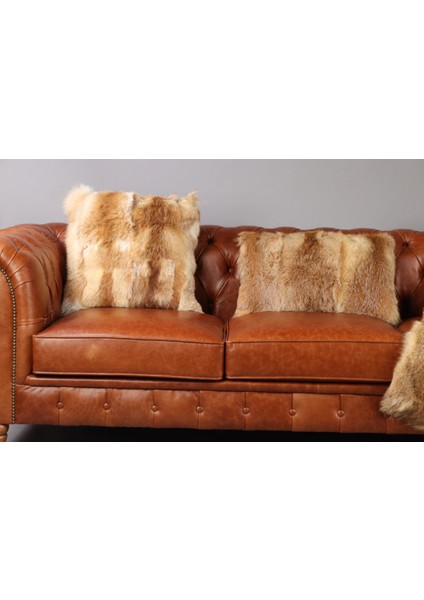 Kahverengi Doğal Kürk Koltuk Şal Takımı Şal 50 x 180 Cm, Yastık 50 x 50 Cm, Bel Yastığı 35 x 60 Cm fırsatları