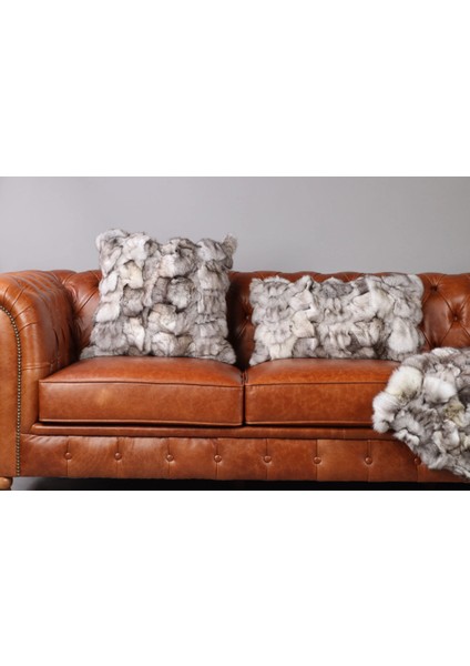 Krem Doğal Kürk Koltuk Şal Takımı Şal 50 x 180 Cm, Yastık 50 x 50 Cm, Bel Yastığı 35 x 60 Cm fırsatları