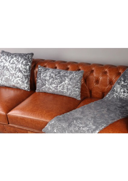 Açık Gri Gümüş Kuşayağı Baskılı Koltuk Şal Takımı Şal 50 x 180 Cm, Yastık 50 x 50 Cm, Bel Yastığı 35 x 60 Cm fırsatları