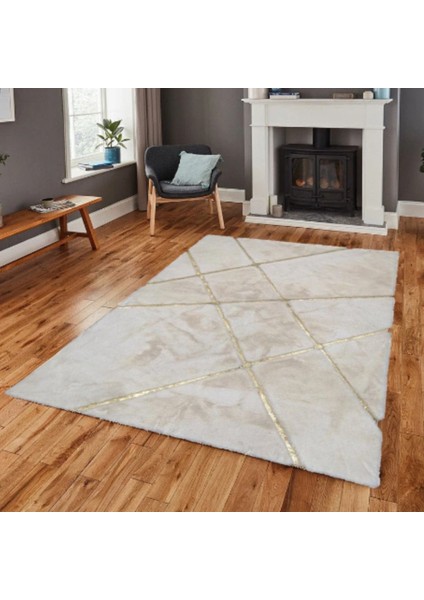 Beyaz Gold Bordürlü Peluş Halı 80 x 150 Cm fiyatları