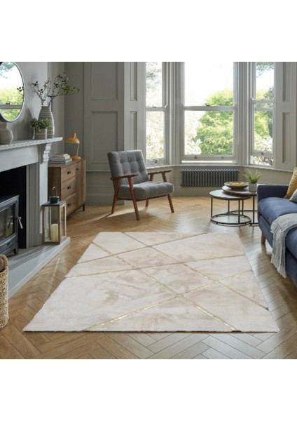 Beyaz Gold Bordürlü Peluş Halı 80 x 150 Cm modelleri