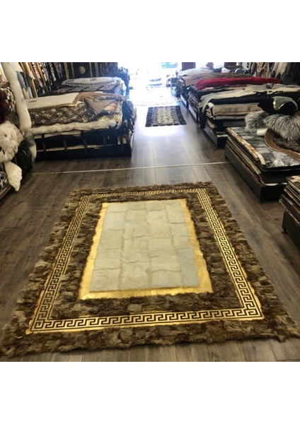 Gold Varaklı Kahverengi & Krem Toskana Halı 140 x 200 Cm