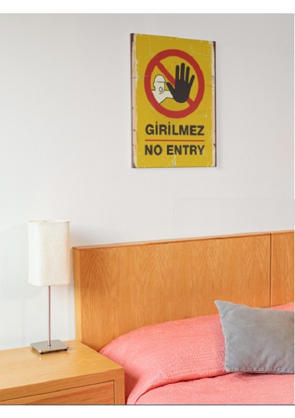 Girilmez No Entry (20 cm x 30 Cm) Retro Ahşap Mdf Poster