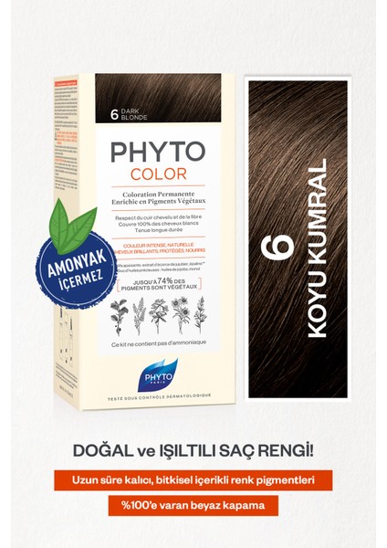 color 6 Koyu Kumral Amonyaksız Kalıcı Bitkisel Saç Boyası