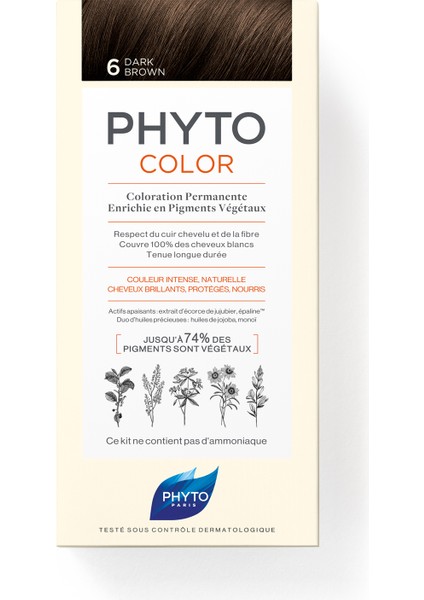 color 6 Koyu Kumral Amonyaksız Kalıcı Bitkisel Saç Boyası