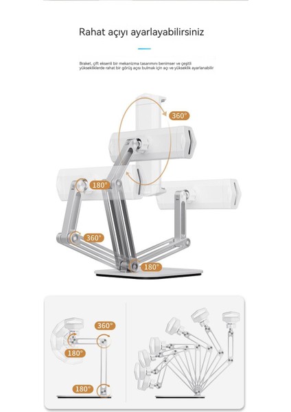 Taşınabilir Katlanır Alüminyum Alaşımlı Cep Telefonu Tablet Metal Standı (Yurt Dışından)