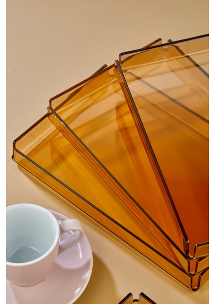 2'li Şeffaf Pleksi Tepsi 14X22CM Servis Sunum Tepsisi