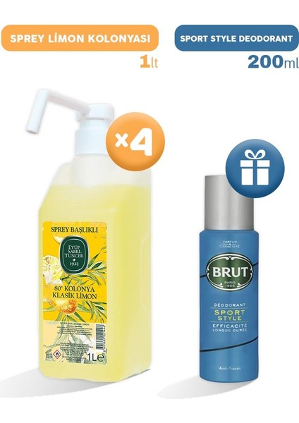 Sprey Limon Kolonyası 1 Lt X 4, Erkek Deodorant Li