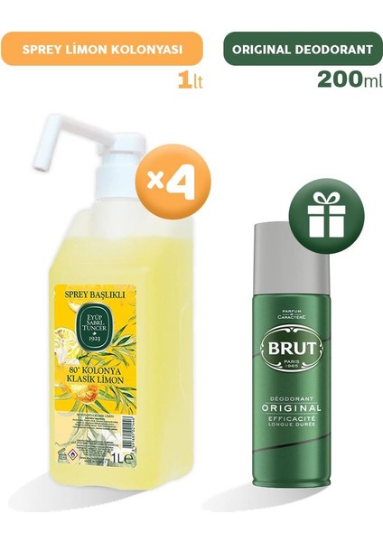 Sprey Limon Kolonyası 1 Lt X 4, Erkek Deodorant Li