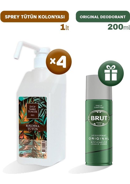 Sprey Tütün Kolonyası 1 Lt X 4, Erkek Deodorant Li