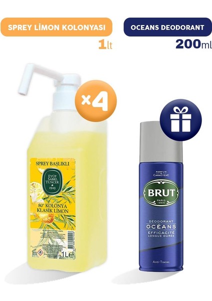 Sprey Limon Kolonyası 1 Lt X 4, Erkek Deodorant Li