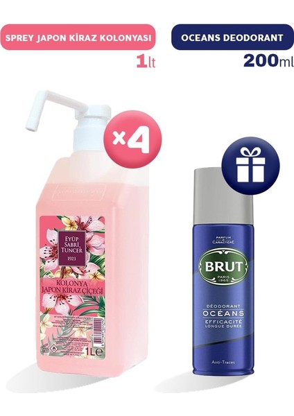 Sprey Japon Kiraz Kolonyası 1 Lt X 4, Erkek Deodorant Li