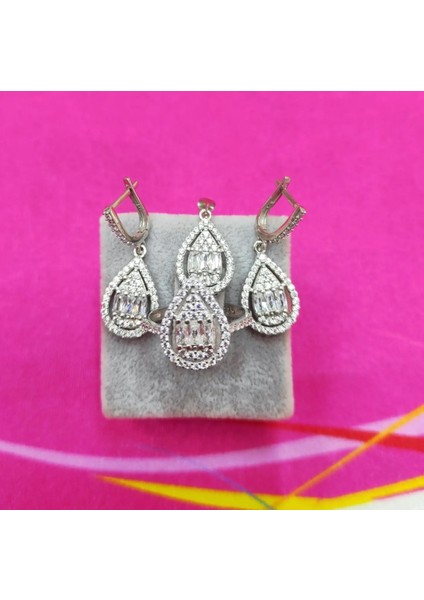 Damla Baget Taşlı Gümüş Set & Takım fiyatları