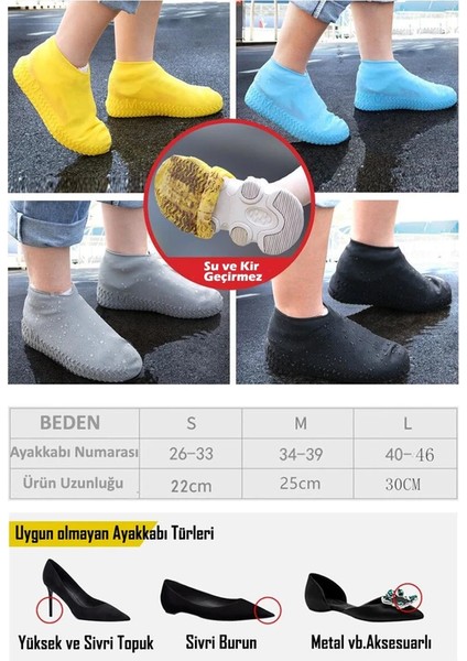 Silikon Yağmur Koruyucu Ayakkabı Kılıfı Kaymaz Su Kir Geçirmez modelleri
