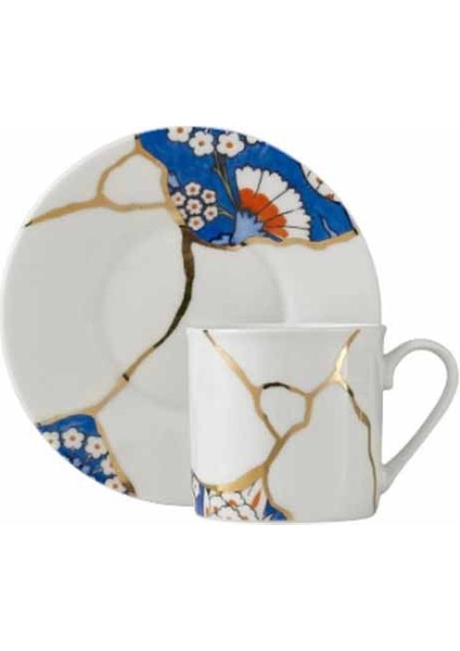 Kintsugi Türk Kahve Fincanı Seti 4 Kişilik 8 Parça