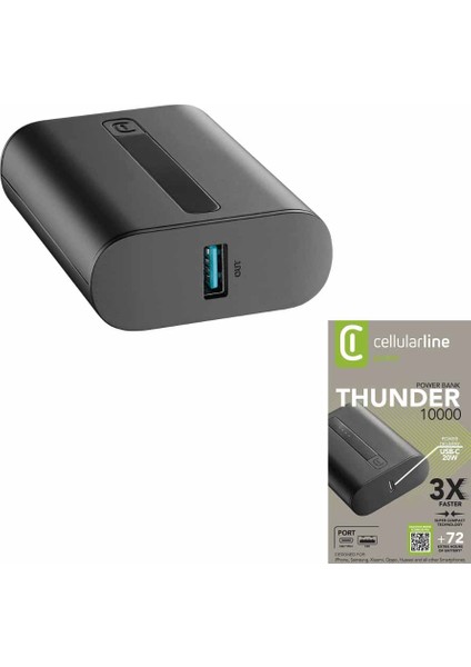 Thunder 10.000 Mah Pd Usb-C 20W Taşınabilir Şarj Cihazı Siyah