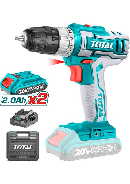 Lı-Ion Akülü Matkap 20V Tork 45NM 2 Vitesli (Mekanik) Lityum-Ion 2.0 Ah Batarya TDLI200215