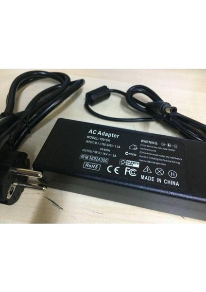 15 Volt 5 Amper Standart Uçlu Adaptör 15 Volt 5 Amper 5.5 mm 2.5 mm Adaptör