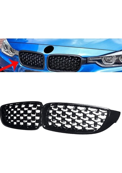 Bmw F30 3 Serisi Piano Black Diamond Panjur Böbrek 2012-2018 Uyumlu Komple Parlak Siyah