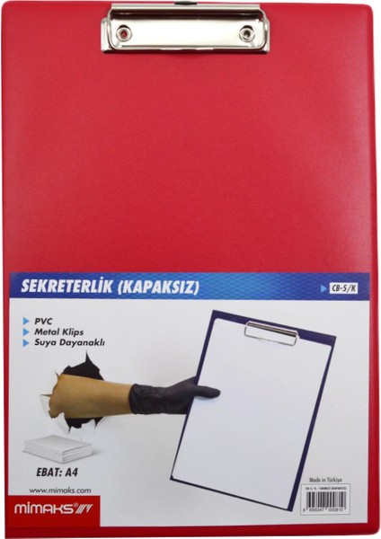 A4 Kapaksız Sekreterlik Kırmızı Cb-5/k 1 Adet