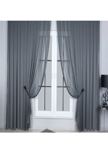 Lima Dökümlü Pilesiz Tül Perde Antrasit fiyatları