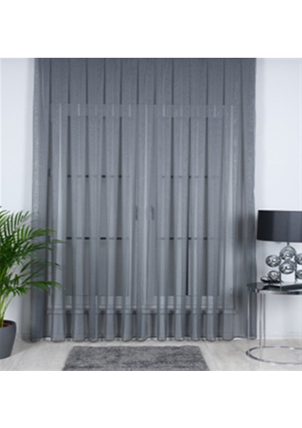 Lima Dökümlü Pilesiz Tül Perde Antrasit modelleri