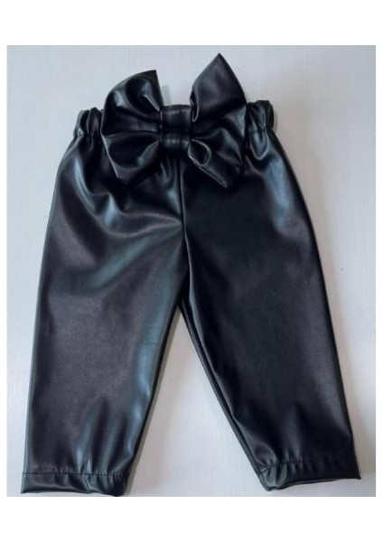 Kız Çocuk, Likralı Deri Fiyonk Detaylı Pantolon, Turuncu Straplez Crop Bluz ve Saç Bandı Takımı. fiyatları