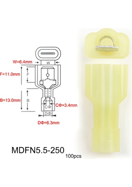 MDFN5.5-250 – Erkek Tam Izolasyon Birleşmesi Sarı - 10 Adet