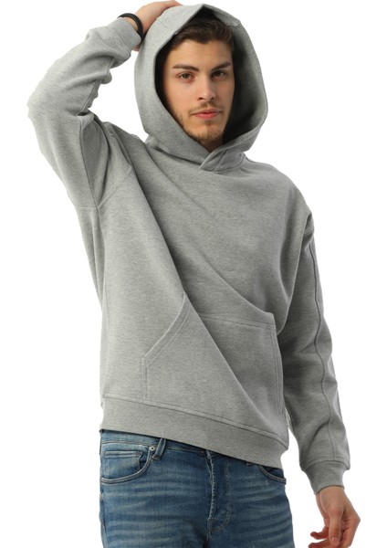Organik Kanguru Cepli Kapüşonlu Erkek Sweatshirt modelleri