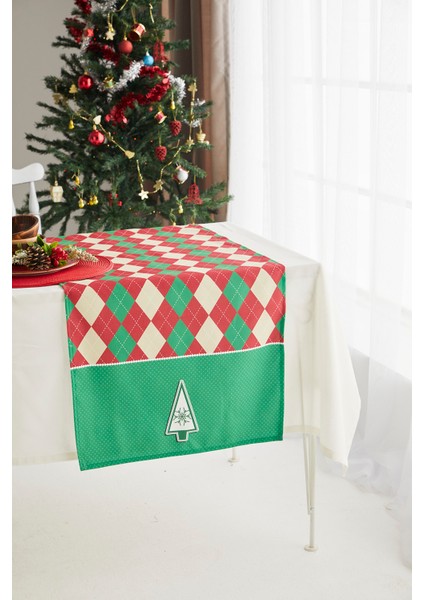 Kırmızı Yeşil Çam Ağacı Yılbaşı Christmas Runner fiyatları