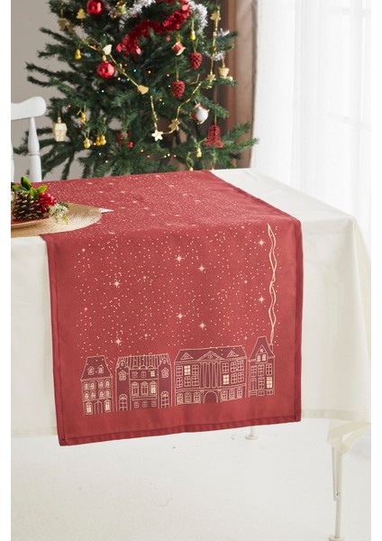 Bordo Yaldızlı Kent Yılbaşı Christmas Runner