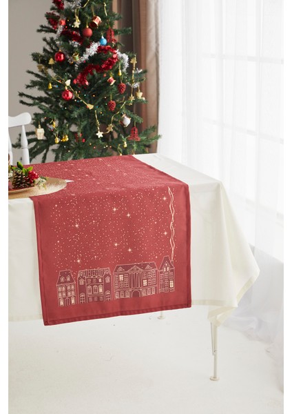 Bordo Yaldızlı Kent Yılbaşı Christmas Runner