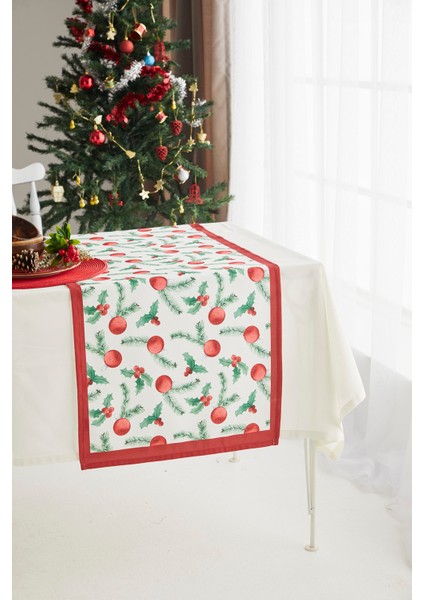 Kırmızı Yılbaşı Topu Christmas Runner