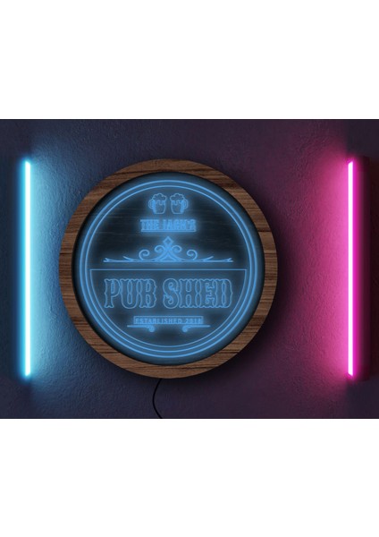 Kişiye Özel LED Işıklı Yuvarlak Bar Tabelası, Işıklı Tabela, Bar Dekorasyonu, Duvar Dekoru, Home Bar Tabela-25