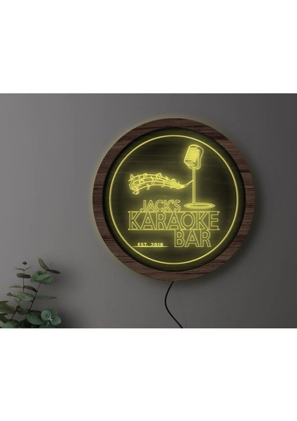Kişiye Özel LED Işıklı Yuvarlak Bar Tabelası, Işıklı Tabela, Bar Dekorasyonu, Duvar Dekoru, Home Bar Tabela-22