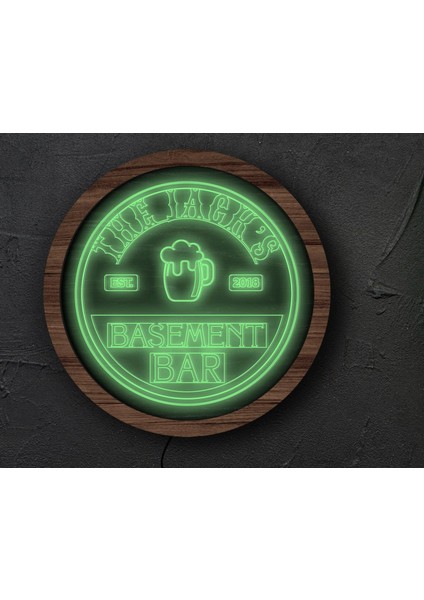 Kişiye Özel LED Işıklı Yuvarlak Bar Tabelası, Işıklı Tabela, Bar Dekorasyonu, Duvar Dekoru, Home Bar Tabela-9