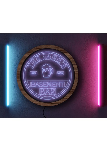 Kişiye Özel LED Işıklı Yuvarlak Bar Tabelası, Işıklı Tabela, Bar Dekorasyonu, Duvar Dekoru, Home Bar Tabela-9