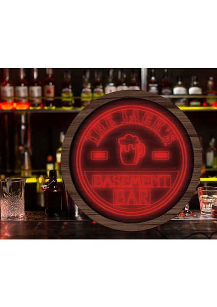 Kişiye Özel LED Işıklı Yuvarlak Bar Tabelası, Işıklı Tabela, Bar Dekorasyonu, Duvar Dekoru, Home Bar Tabela-9