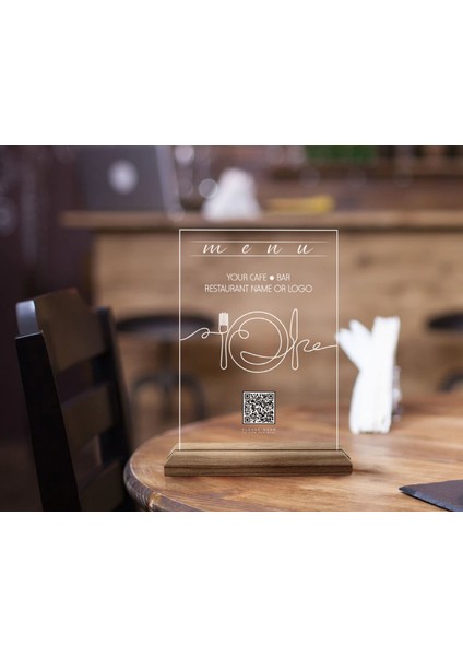 Restoran & Cafe & Barlara Özel Ahşap Standlı Pleksi Qr Kod Menü, Cafe&bar Için Qr Kodlu Tabela, Qr Kodlu Masa Dekoru-8