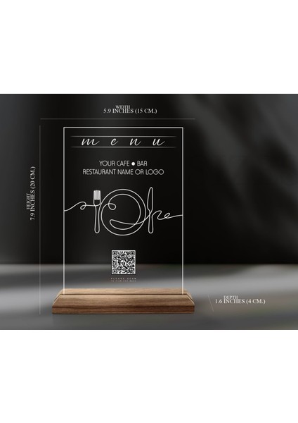 Restoran & Cafe & Barlara Özel Ahşap Standlı Pleksi Qr Kod Menü, Cafe&bar Için Qr Kodlu Tabela, Qr Kodlu Masa Dekoru-8