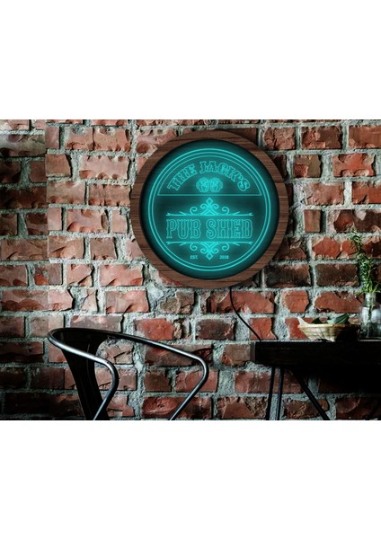 Kişiye Özel LED Işıklı Yuvarlak Bar Tabelası, Işıklı Tabela, Bar Dekorasyonu, Duvar Dekoru, Home Bar Tabela-27