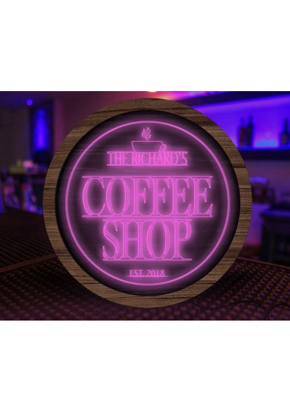 Kişiye Özel LED Işıklı Yuvarlak Bar Tabelası, Işıklı Tabela, Bar Dekorasyonu, Duvar Dekoru, Home Bar Tabela-18