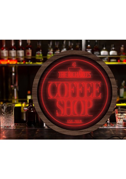 Kişiye Özel LED Işıklı Yuvarlak Bar Tabelası, Işıklı Tabela, Bar Dekorasyonu, Duvar Dekoru, Home Bar Tabela-18